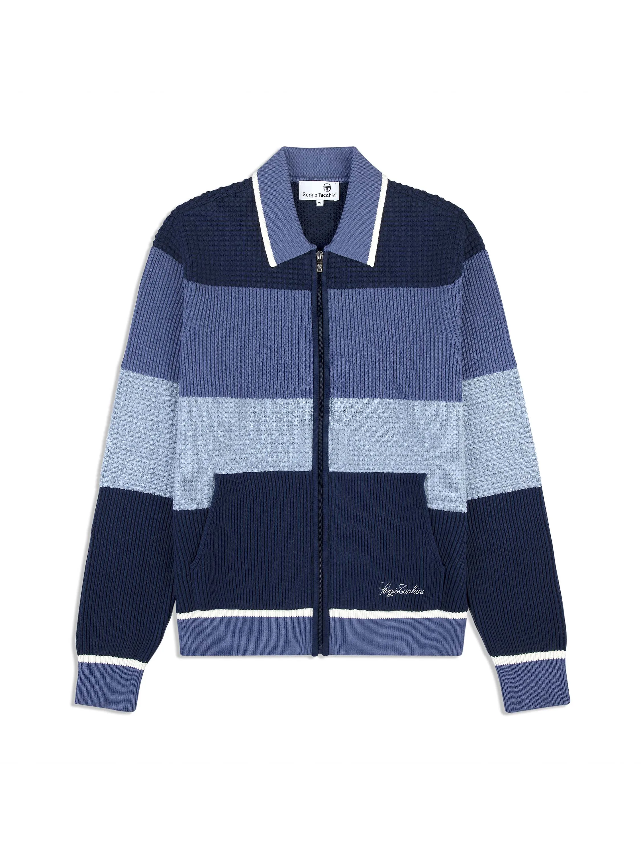 Enzo Striped Track Jacket- Faded Denim sold by Sergio Tacchini