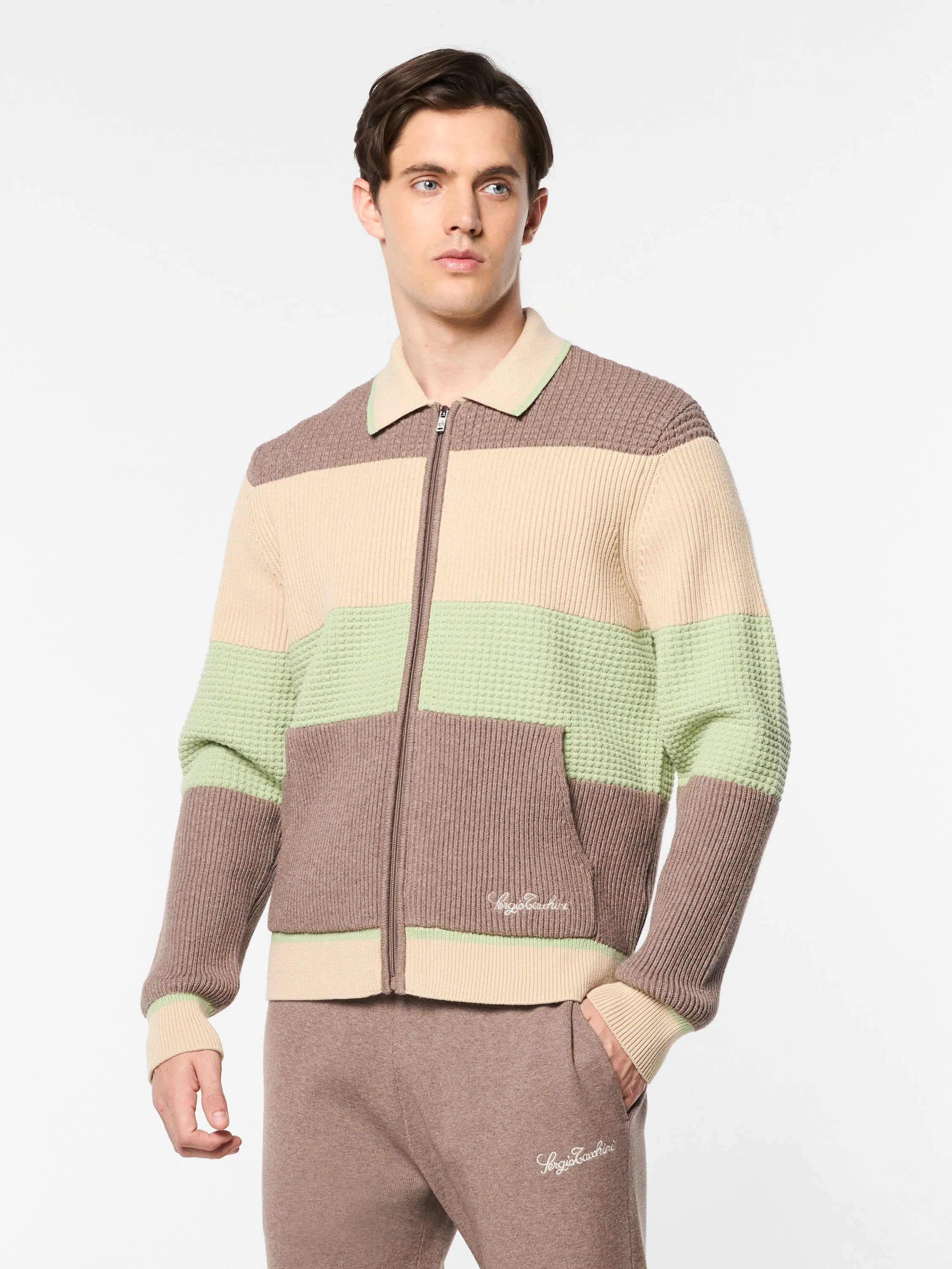 Enzo Striped Track Jacket- Taupe Grey sold by Sergio Tacchini product image thumbnail 2