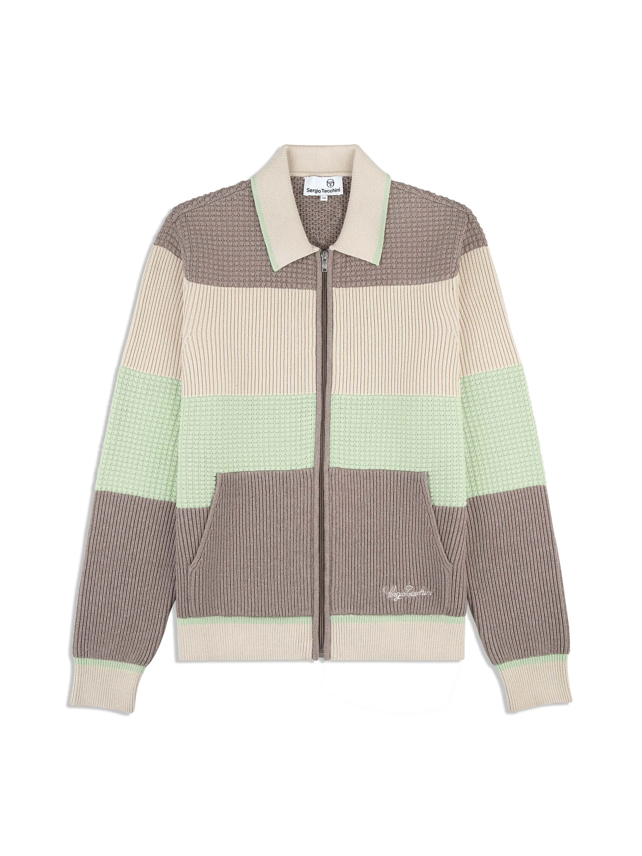 Enzo Striped Track Jacket- Taupe Grey sold by Sergio Tacchini