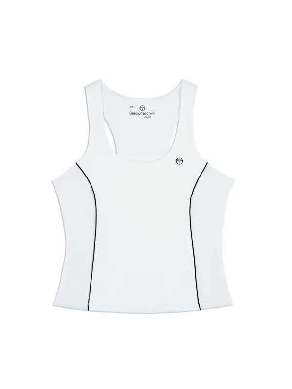 Tessa Scoop Neck Tank- Brilliant White sold by Sergio Tacchini
