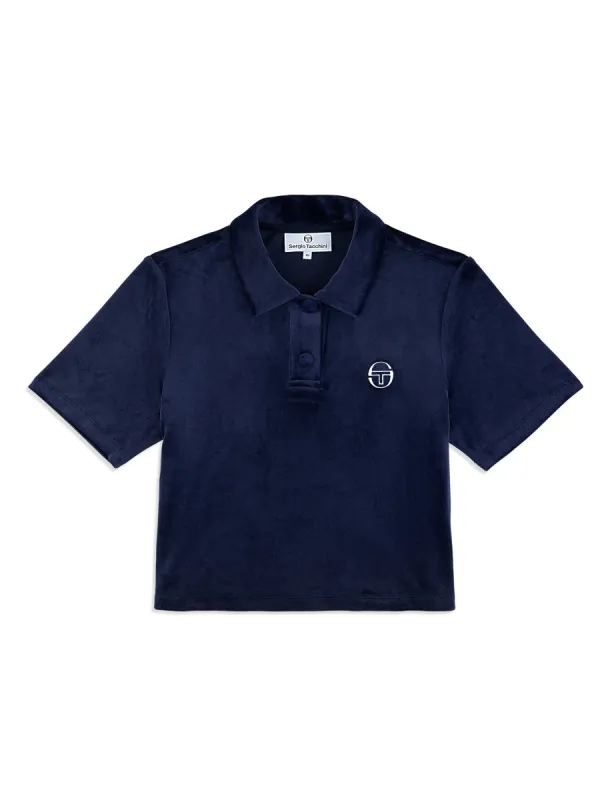 Adele Velour Polo- Maritime Blue made by Sergio Tacchini