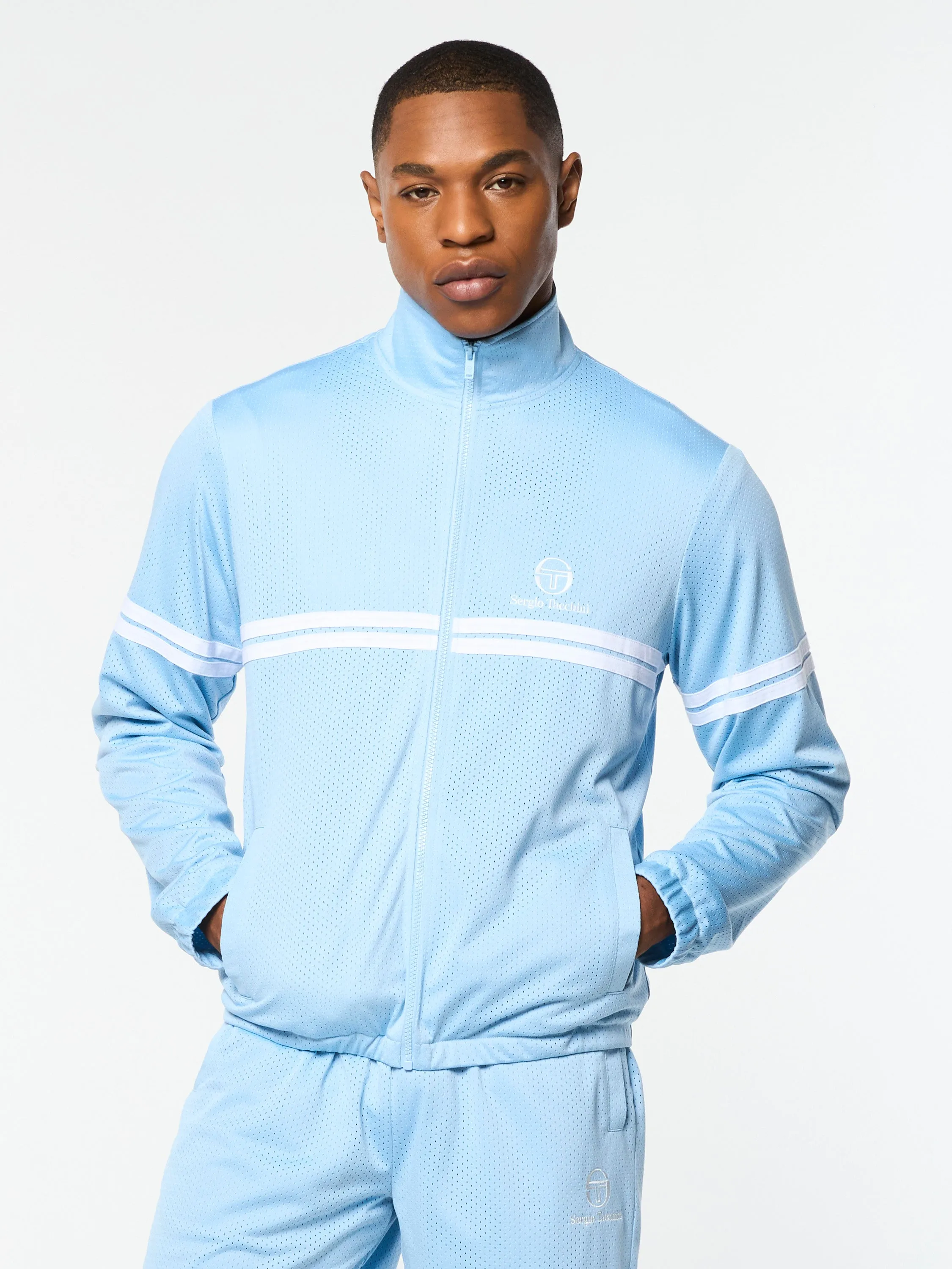 Arturo Mesh Track Jacket- Dutch Canal/ White sold by Sergio Tacchini product image thumbnail 4