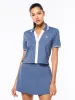 Idalia Cropped Polo- Blue Indigo sold by Sergio Tacchini