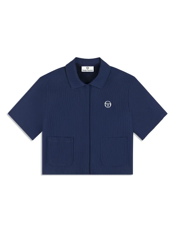 Mia Cropped Shirt- Maritime Blue sold by Sergio Tacchini