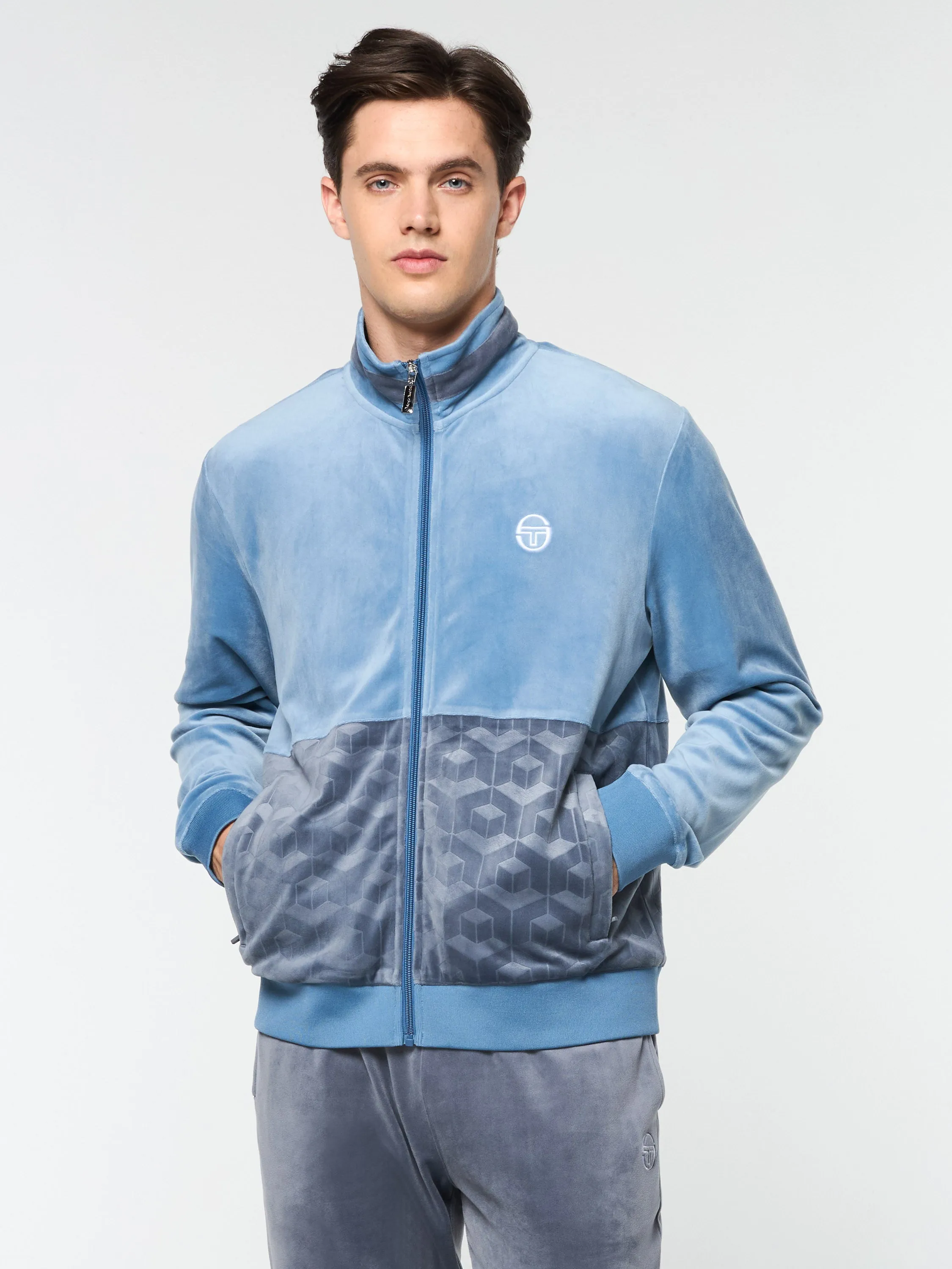 Foggia Velour Debossed Track Jacket- Coronet Blue sold by Sergio Tacchini product image thumbnail 4