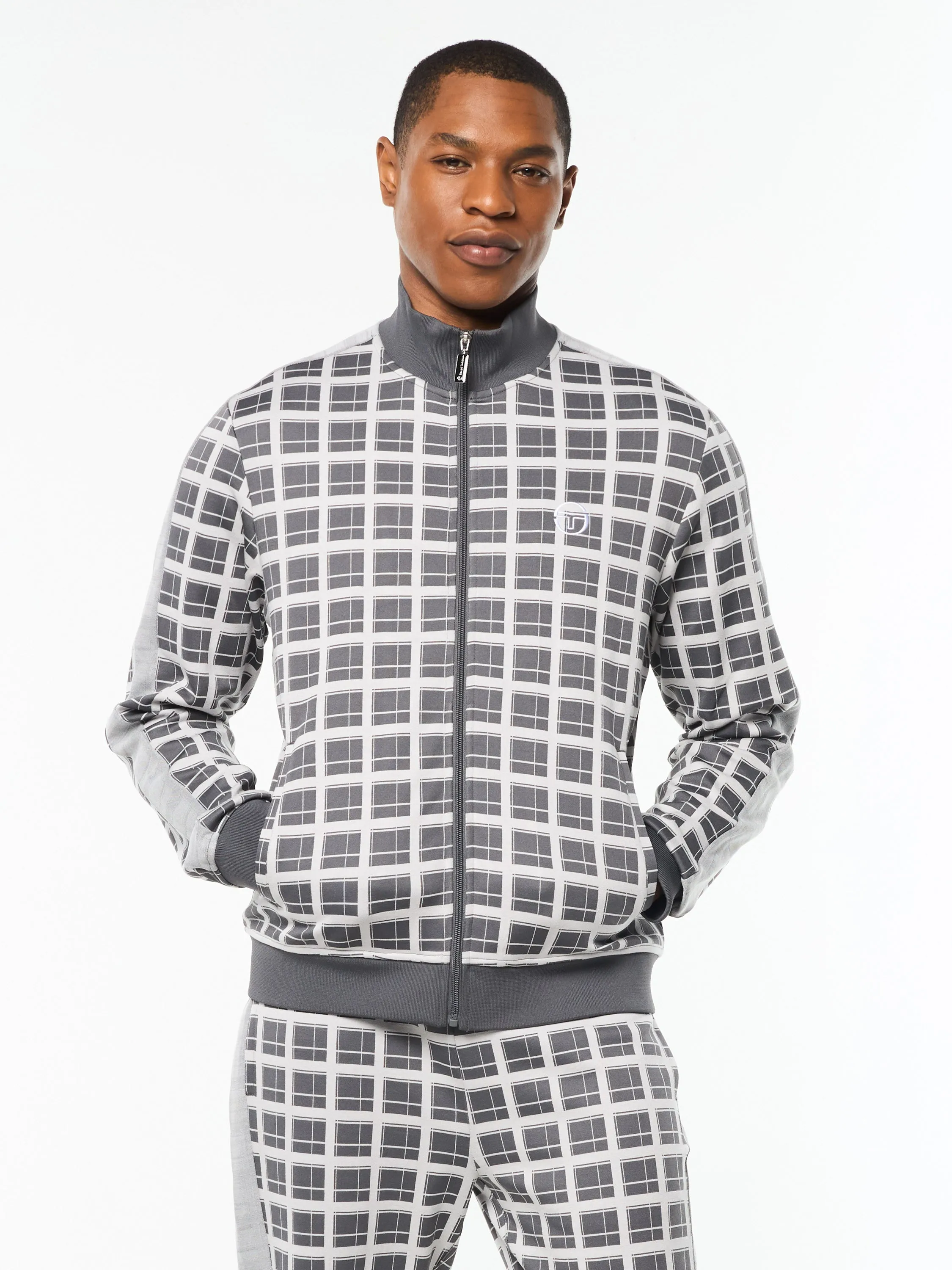 Damarindo Check Track Jacket- Quiet Grey sold by Sergio Tacchini