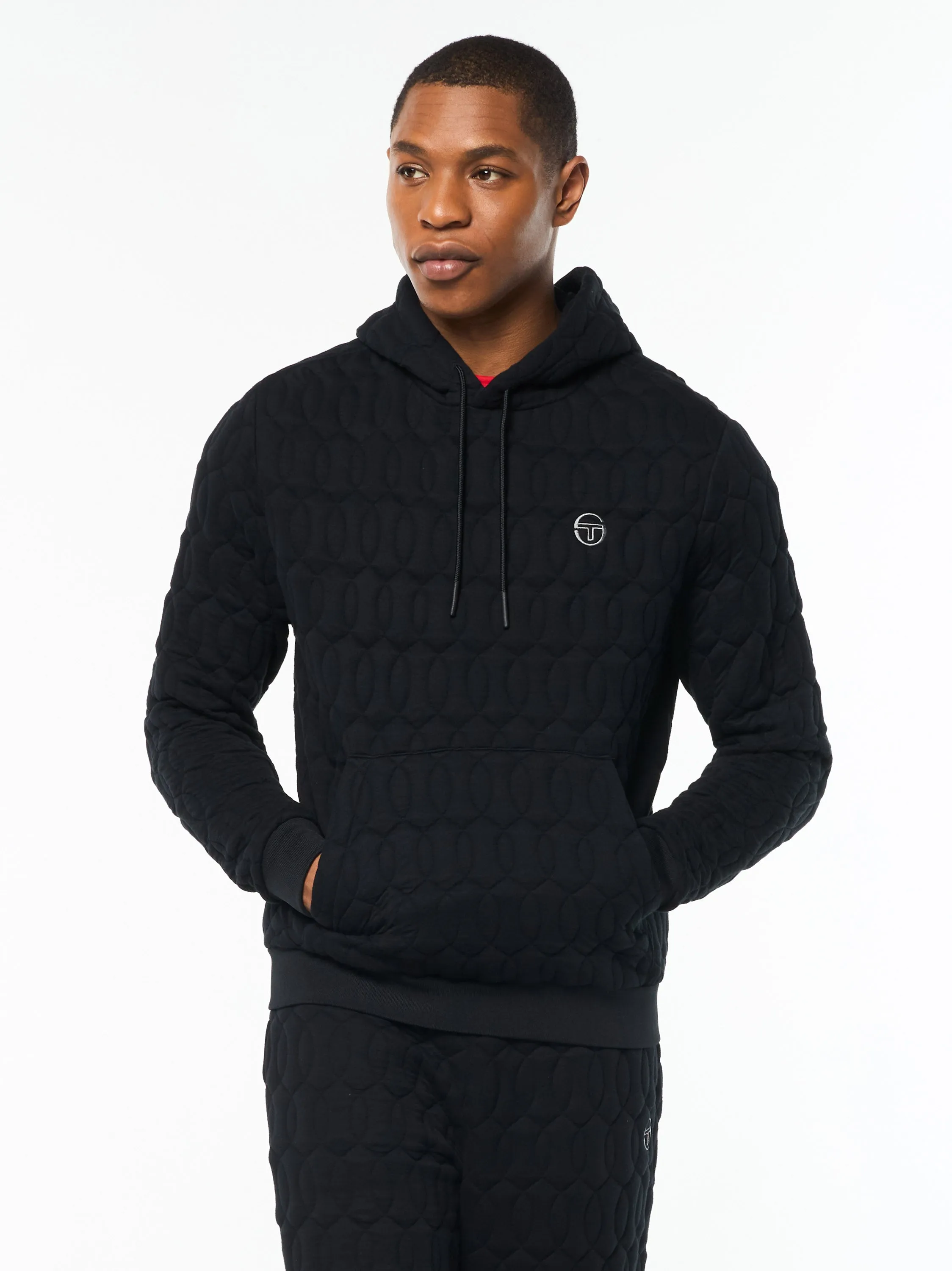 Aversa Quilted Hoodie- Black Beauty sold by Sergio Tacchini