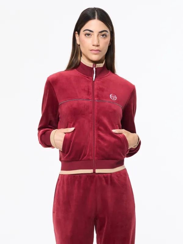 Leta Velour Jacket- Rhubarb sold by Sergio Tacchini