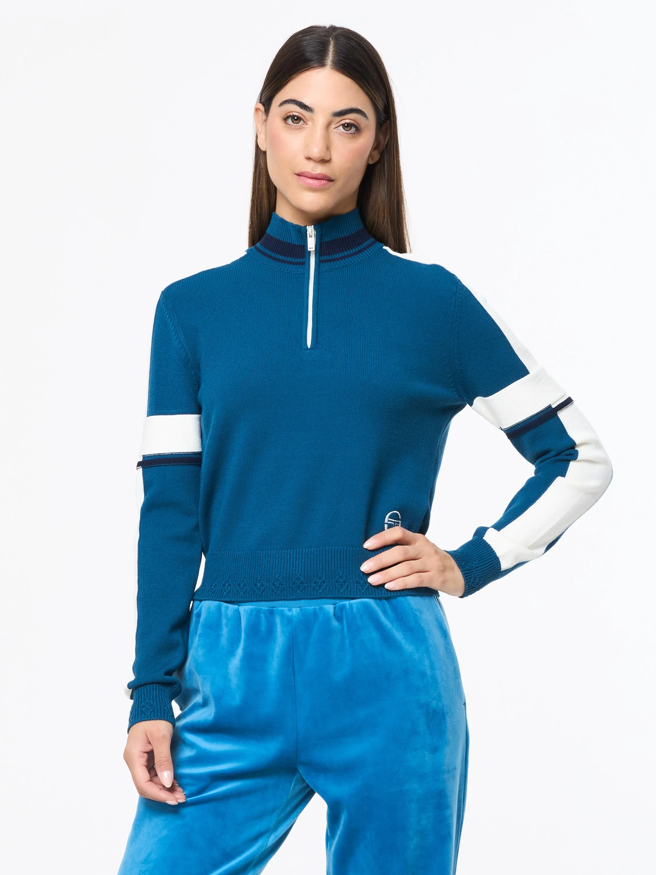 Nota Knit Quarter Zip- Mykonos Blue sold by Sergio Tacchini