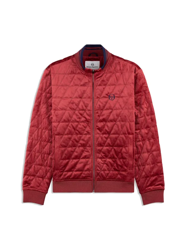 Redi Quilted Velour Bomber Jacket- Rhubarb sold by Sergio Tacchini