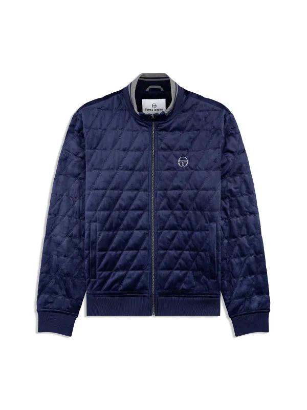 Redi Quilted Velour Bomber Jacket- Maritime Blue made by Sergio Tacchini