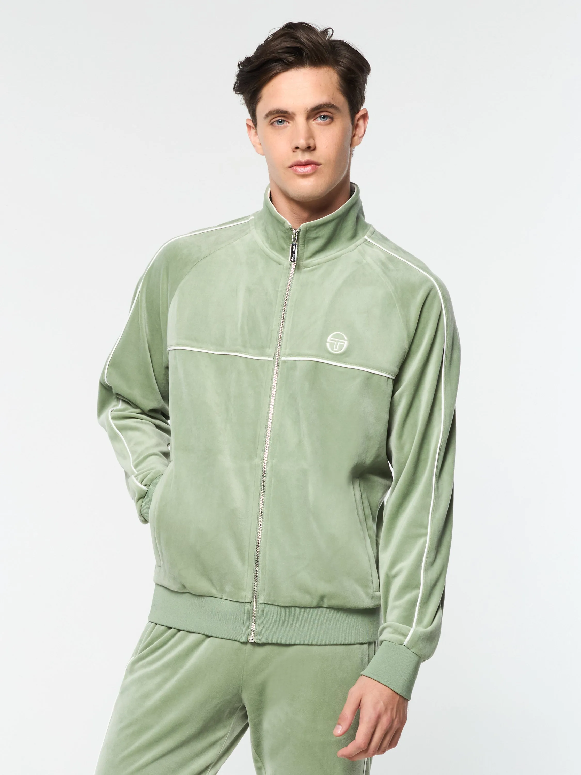Lioni Velour Track Jacket- Hedge Green sold by Sergio Tacchini product image thumbnail 3