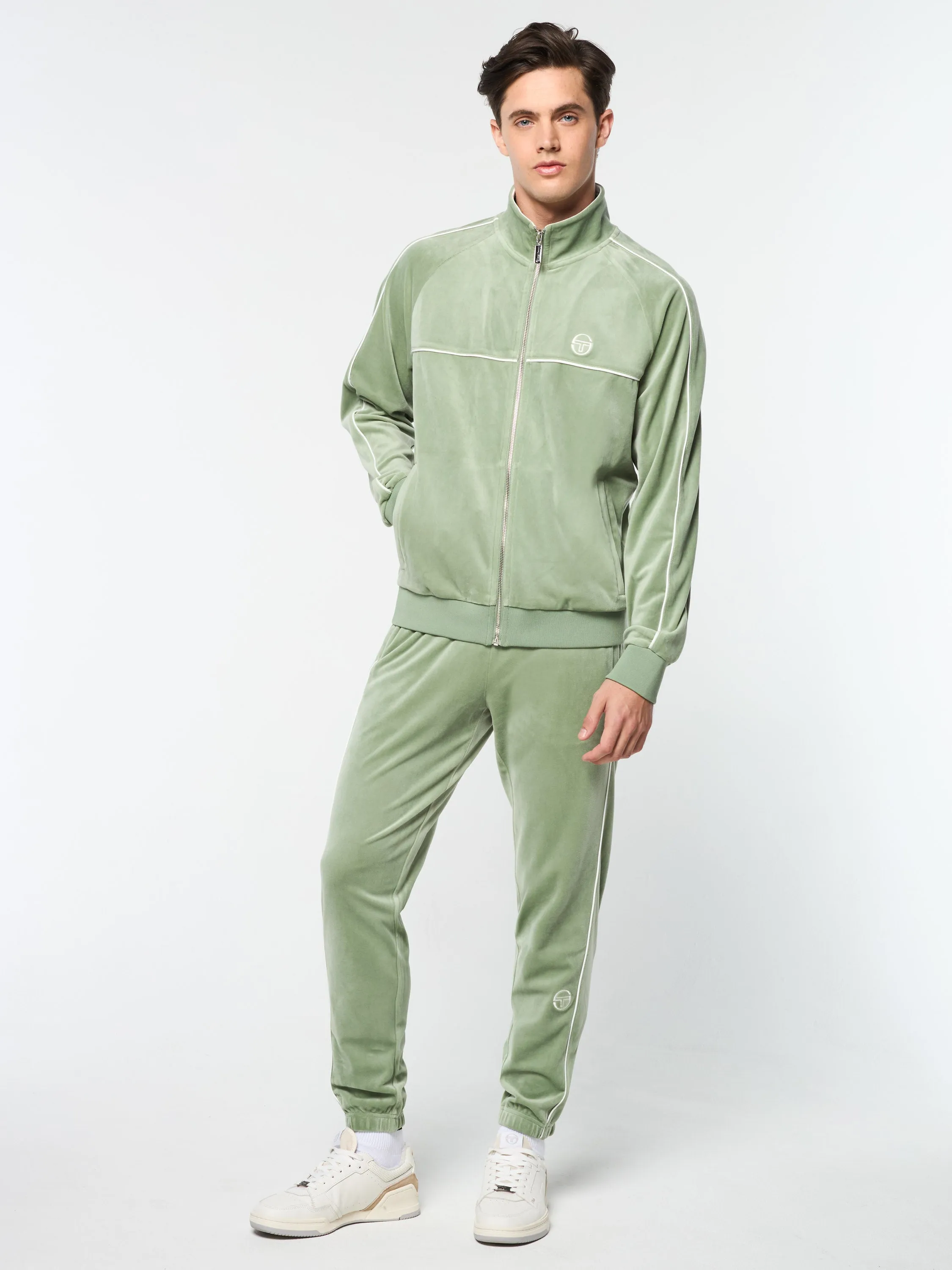Lioni Velour Track Jacket- Hedge Green sold by Sergio Tacchini product image thumbnail 2