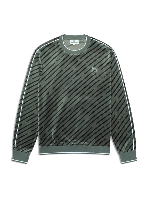 Obliquo Velour Crewneck-Agave Green made by Sergio Tacchini
