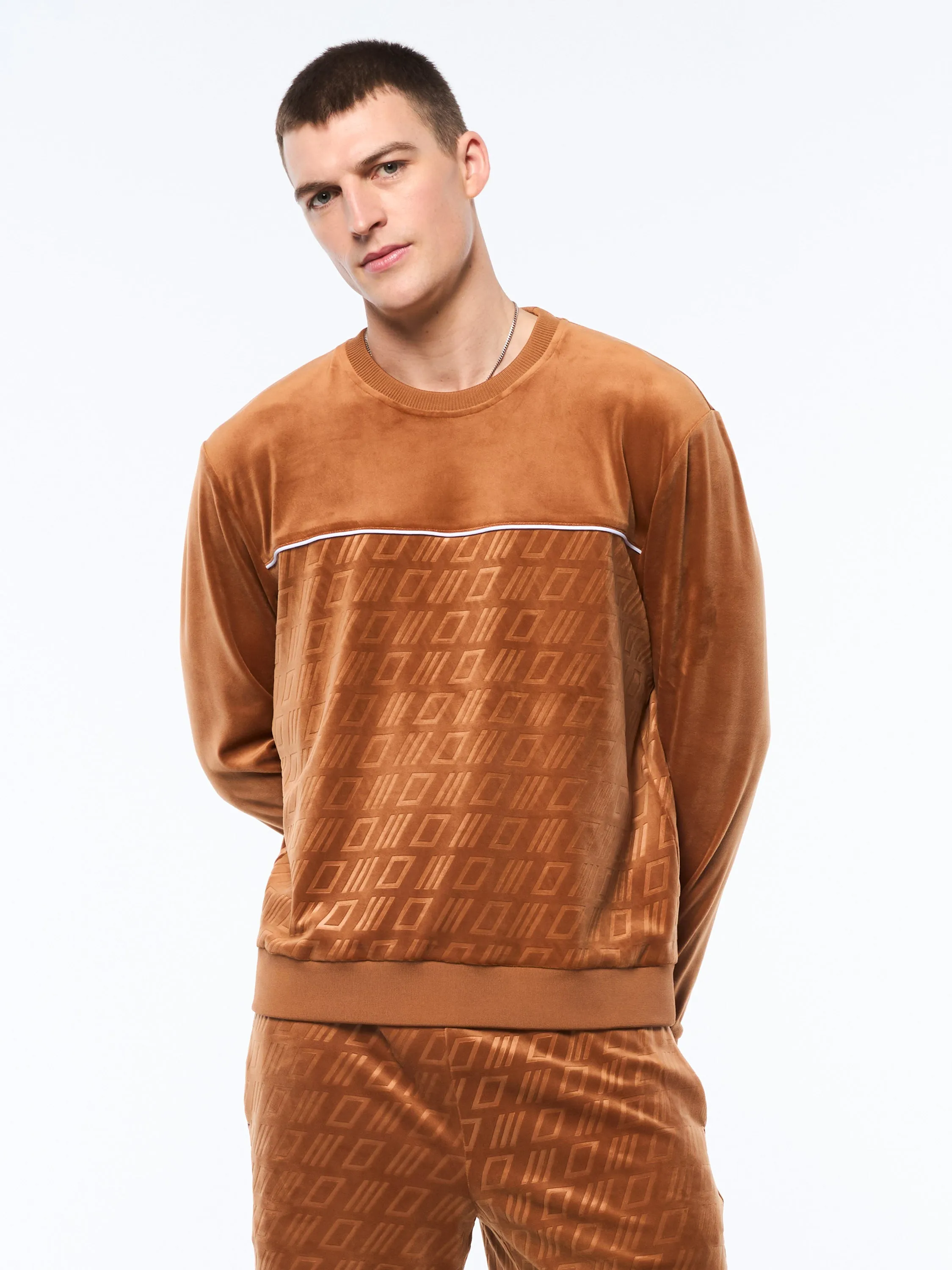 Bandiera Debossed Velour Crewneck-Sugar Almond sold by Sergio Tacchini product image thumbnail 2