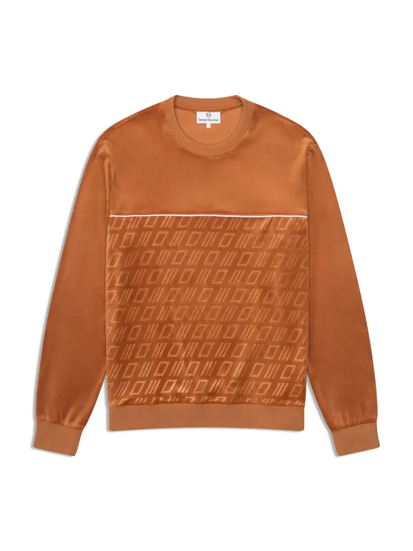Bandiera Debossed Velour Crewneck-Sugar Almond made by Sergio Tacchini