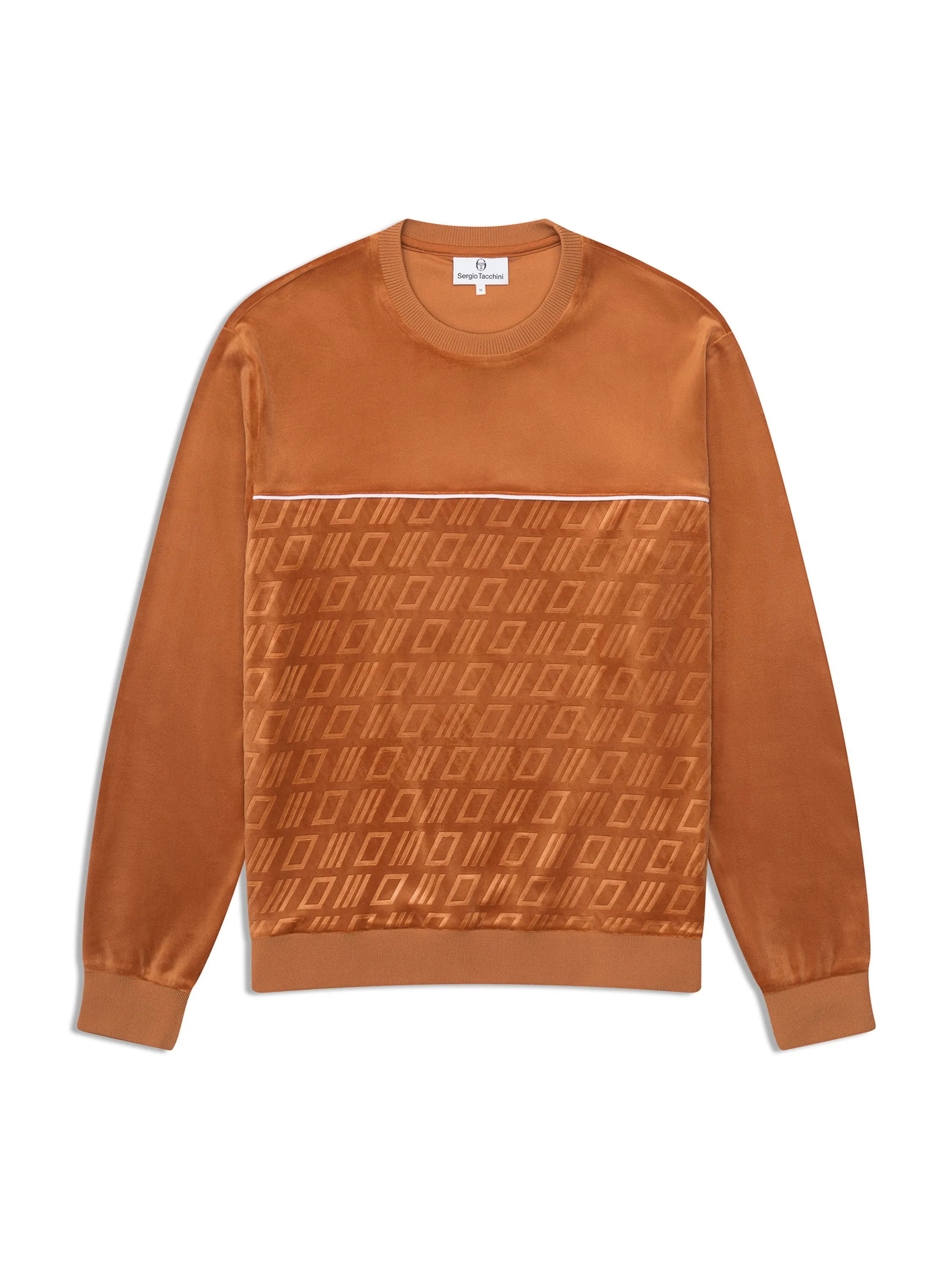 Bandiera Debossed Velour Crewneck-Sugar Almond sold by Sergio Tacchini