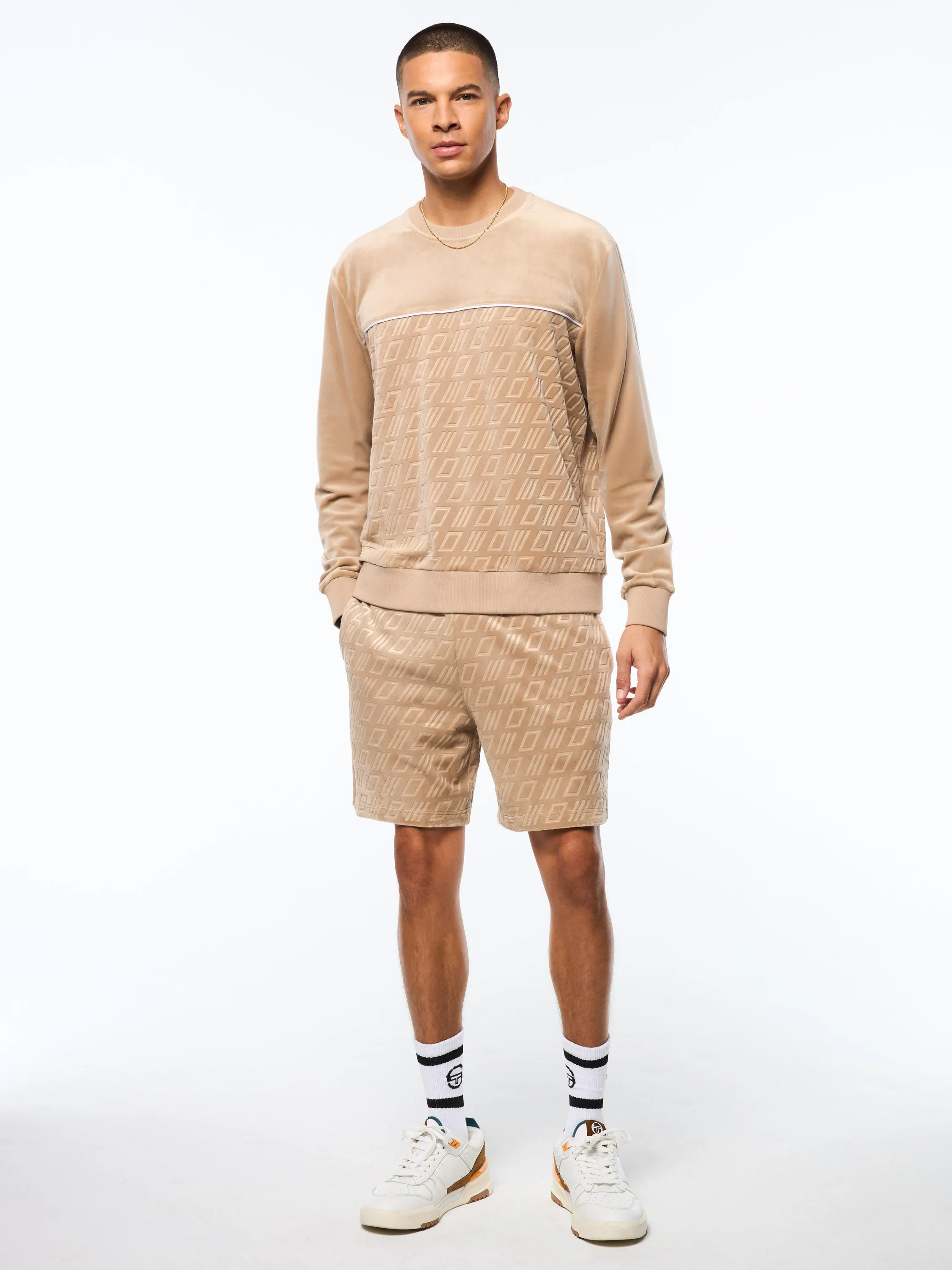 Bandiera Debossed Velour Crewneck-Humus sold by Sergio Tacchini product image thumbnail 3