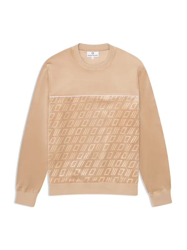 Bandiera Debossed Velour Crewneck-Humus made by Sergio Tacchini