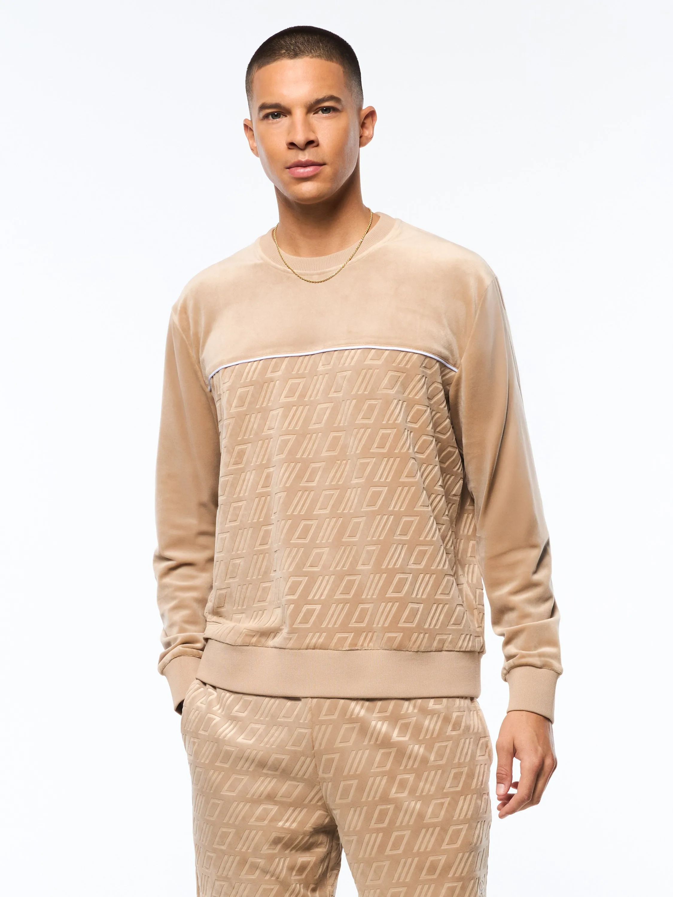 Bandiera Debossed Velour Crewneck-Humus sold by Sergio Tacchini product image thumbnail 2