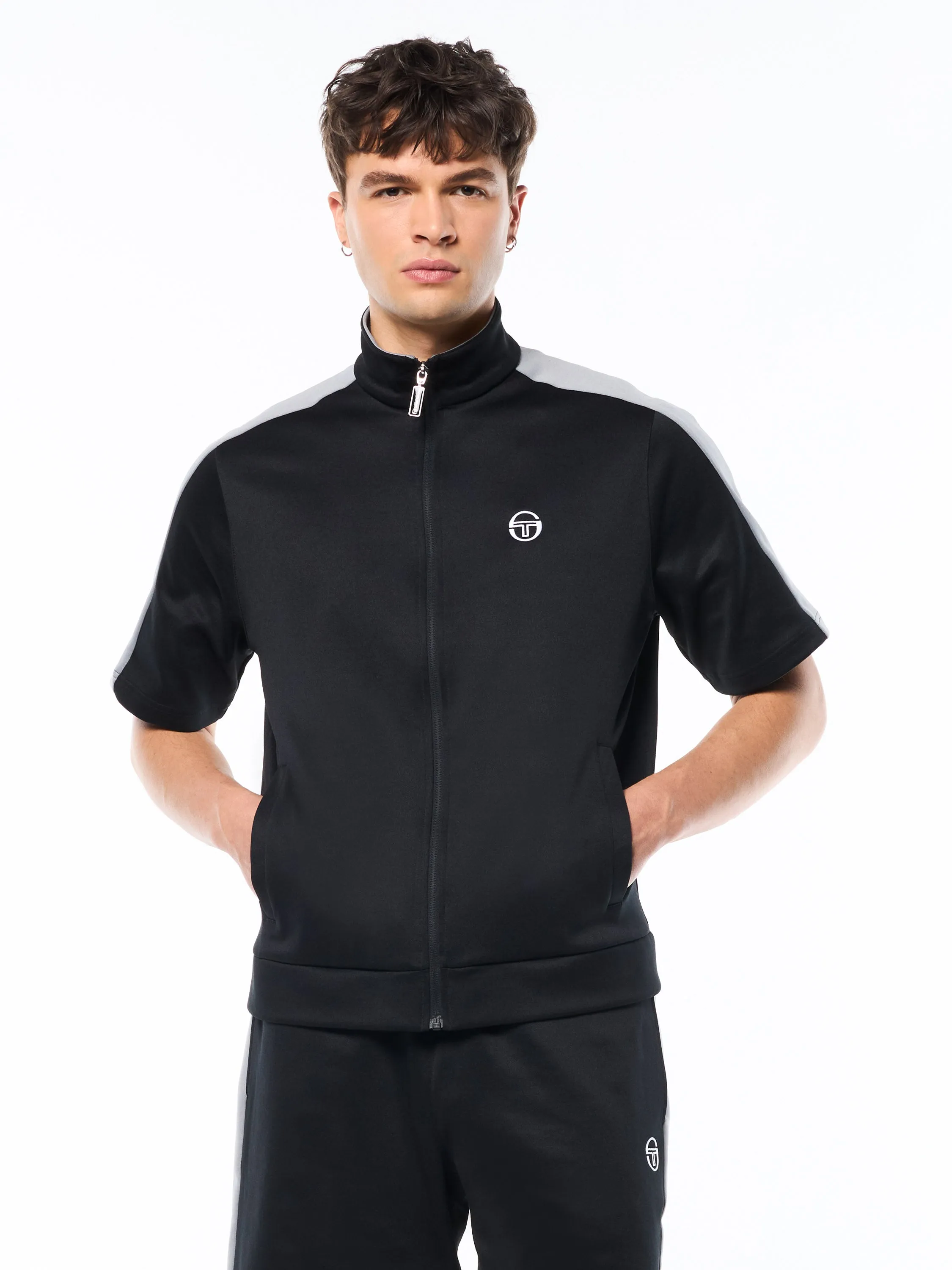 Viscotti Short Sleeve Track Jacket-Black Beauty sold by Sergio Tacchini