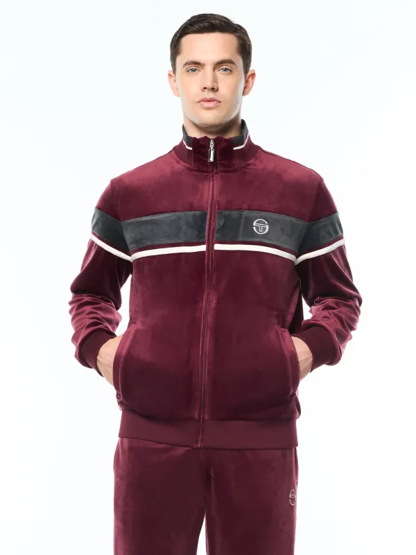 Damarindo Velour Track Jacket-Tawny Port made by Sergio Tacchini