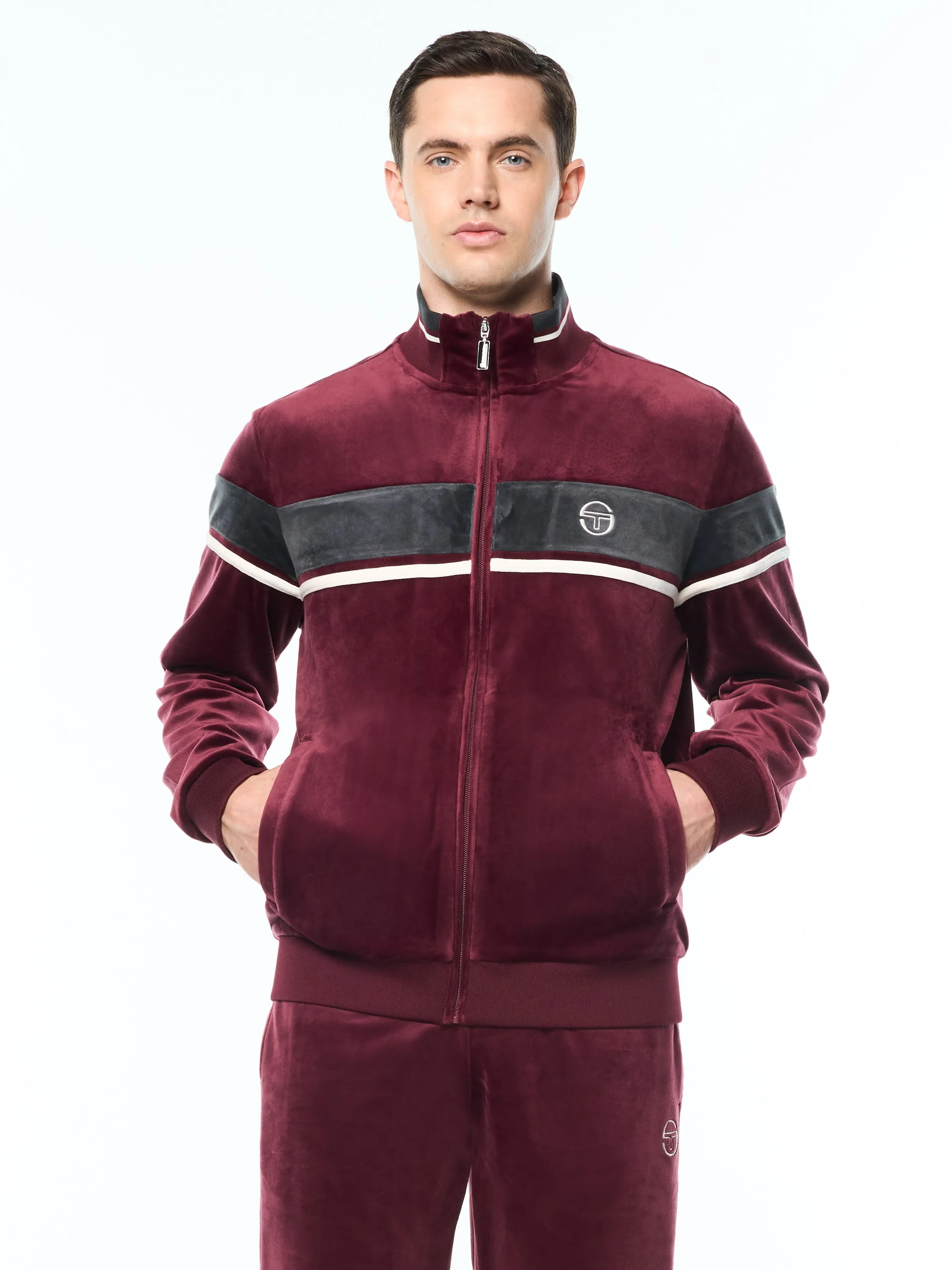 Damarindo Velour Track Jacket-Tawny Port sold by Sergio Tacchini