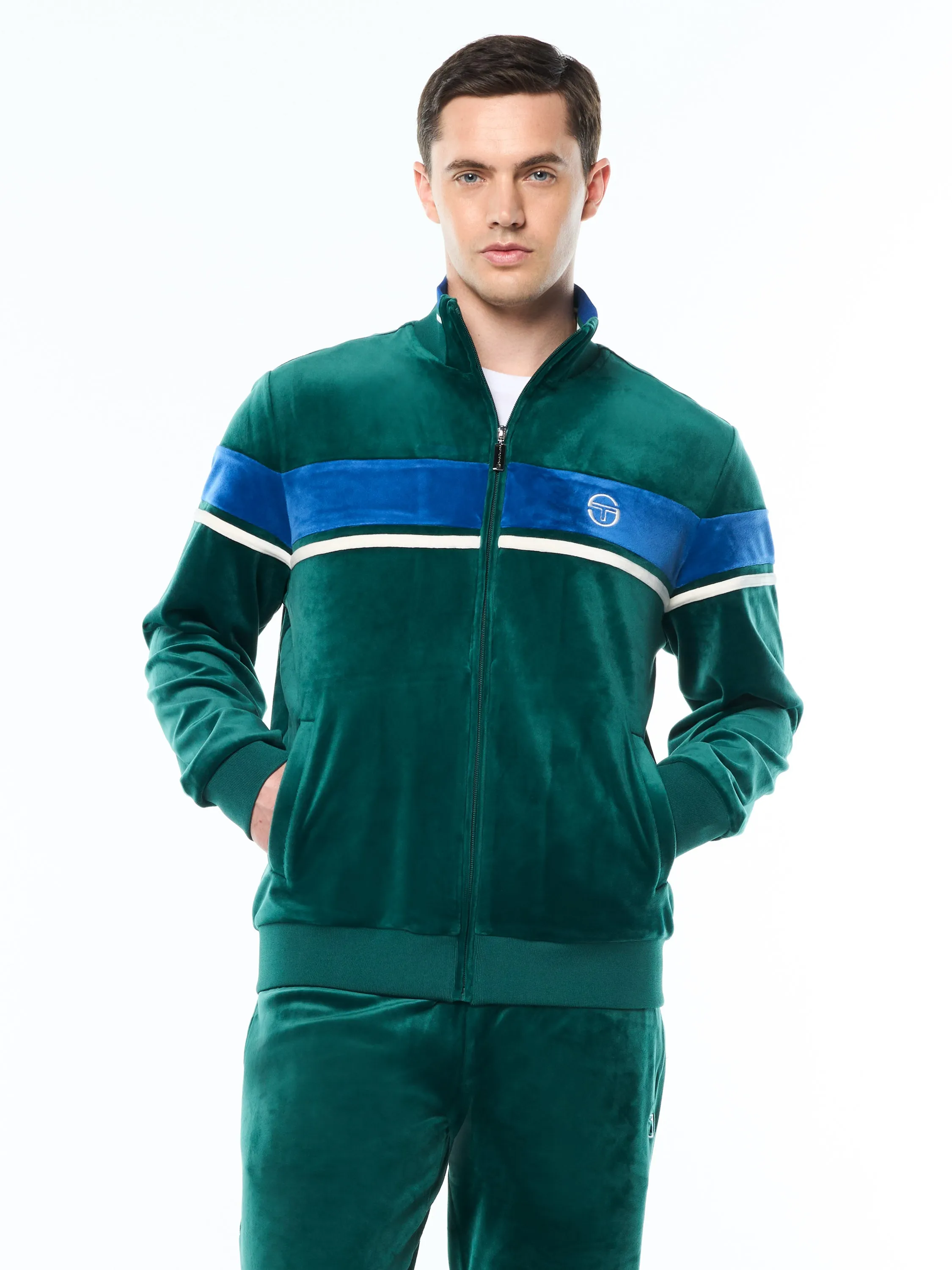 Damarindo Velour Track Jacket-Forest Biome sold by Sergio Tacchini