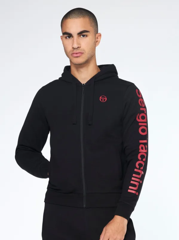 Namar Full-Zip Hoodie- Black/ Tango Red made by Sergio Tacchini
