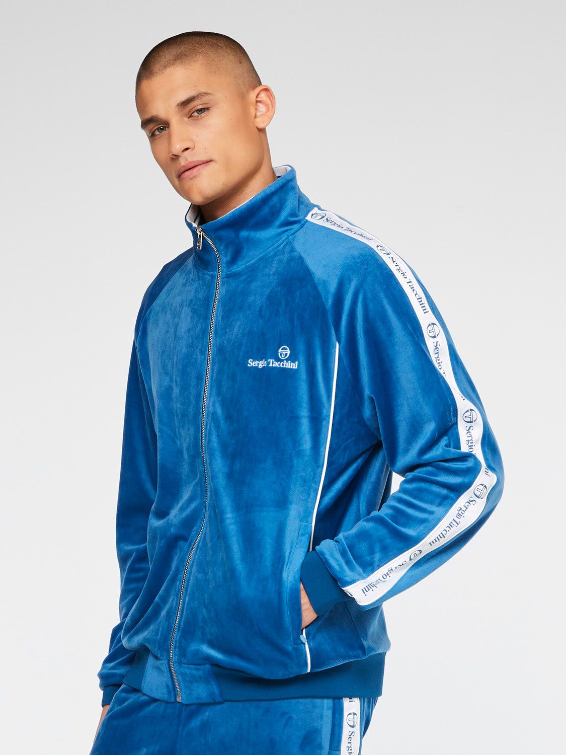 Logo Velour Track Jacket-Vallarta Blue sold by Sergio Tacchini