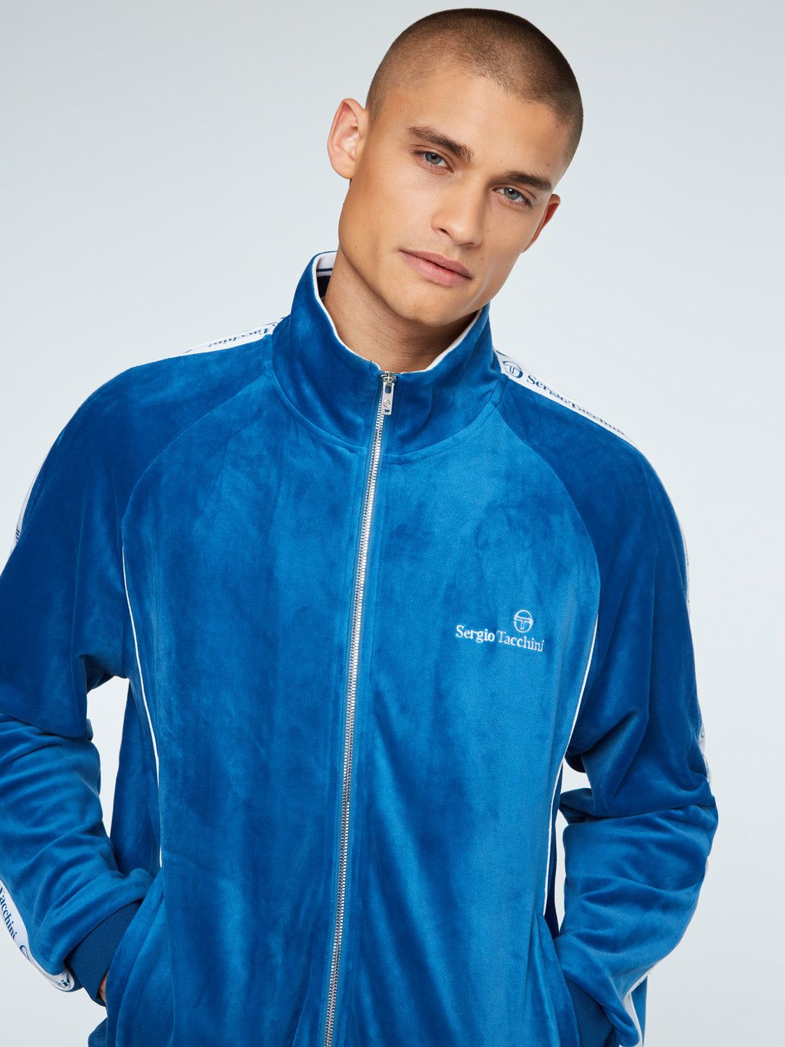 Logo Velour Track Jacket-Vallarta Blue sold by Sergio Tacchini product image thumbnail 4