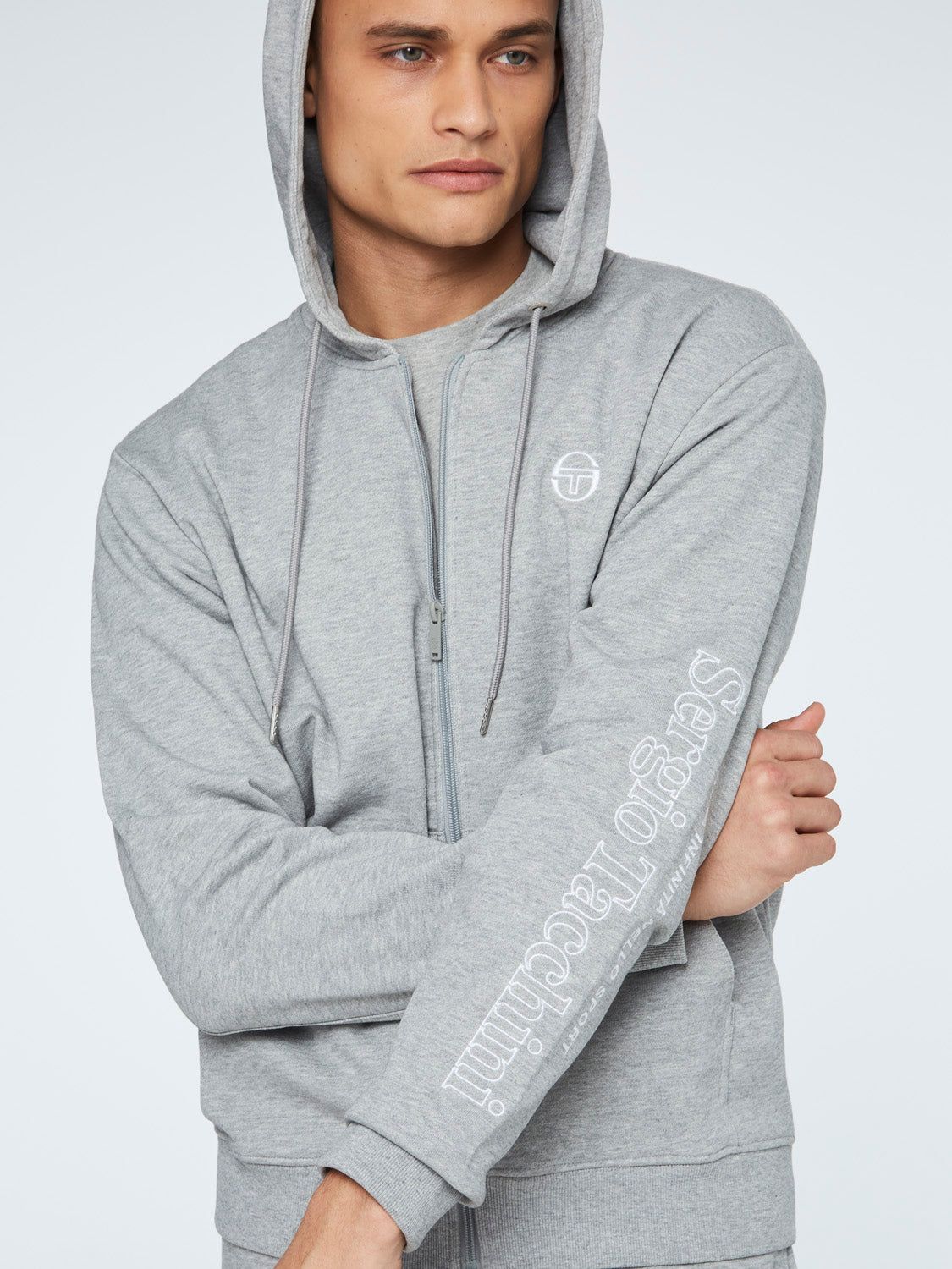 Serif Logo Zip-Up Hoodie-Heather Grey sold by Sergio Tacchini product image thumbnail 2