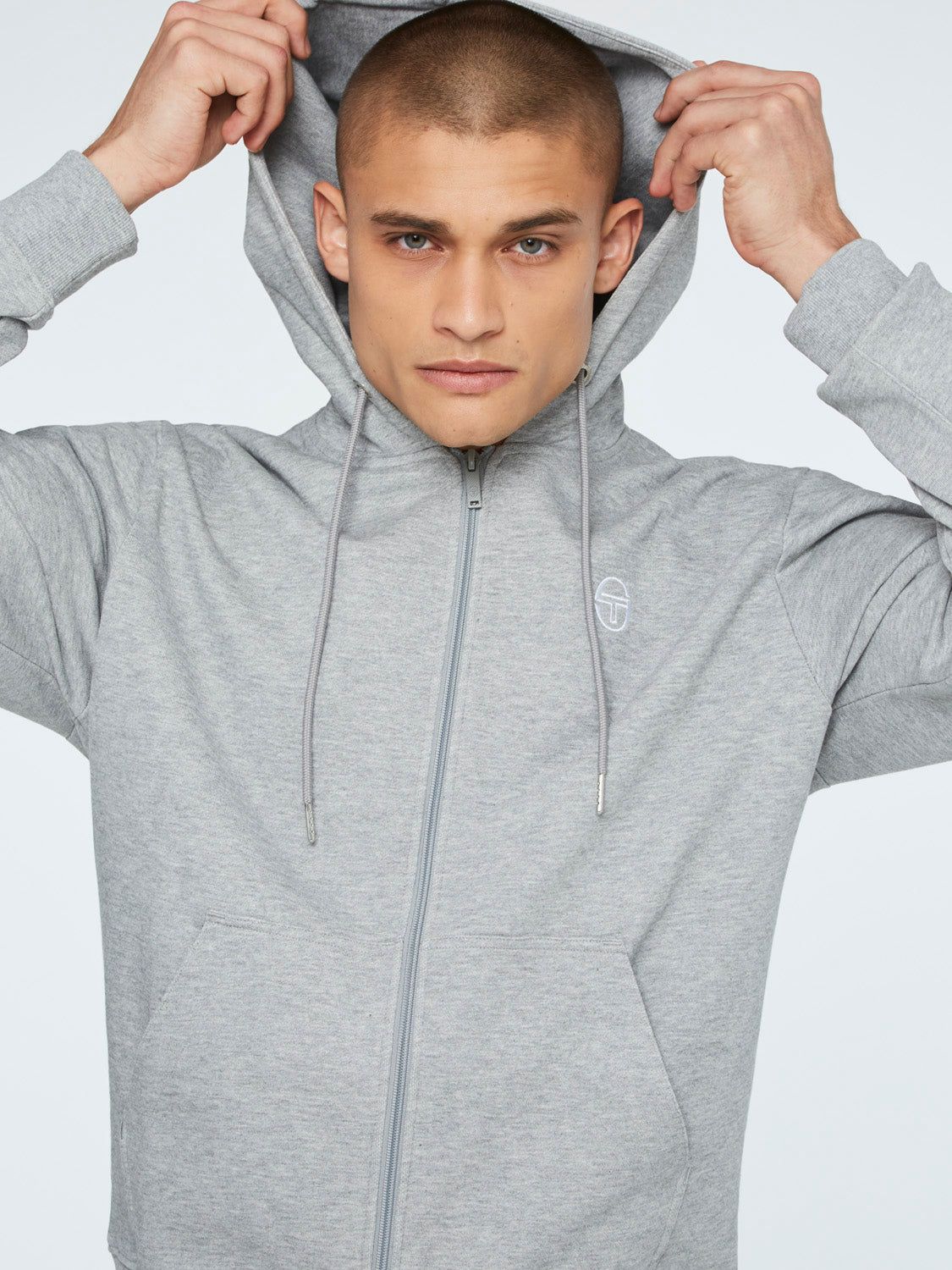 Serif Logo Zip-Up Hoodie-Heather Grey sold by Sergio Tacchini product image thumbnail 6