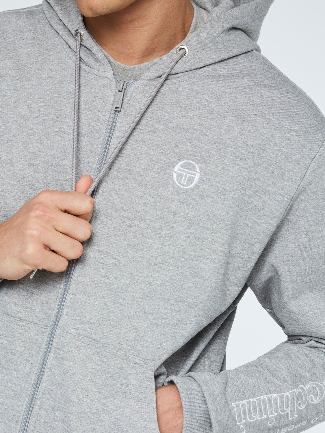 Serif Logo Zip-Up Hoodie-Heather Grey sold by Sergio Tacchini product image thumbnail 5