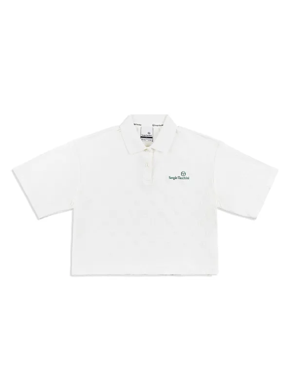 Monogram Jacquard Cropped Polo- Gardenia made by Sergio Tacchini