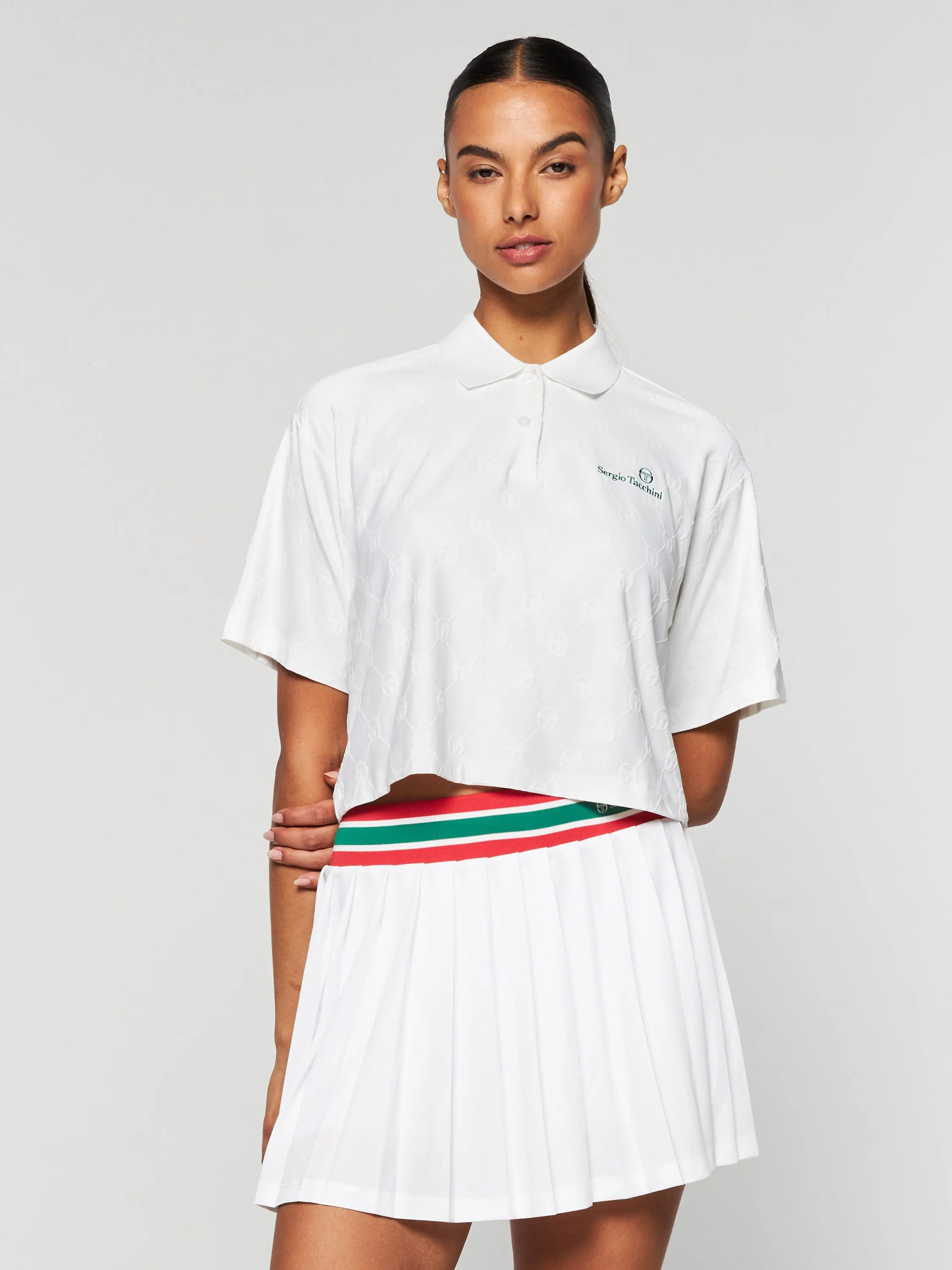 Monogram Jacquard Cropped Polo- Gardenia sold by Sergio Tacchini product image thumbnail 2