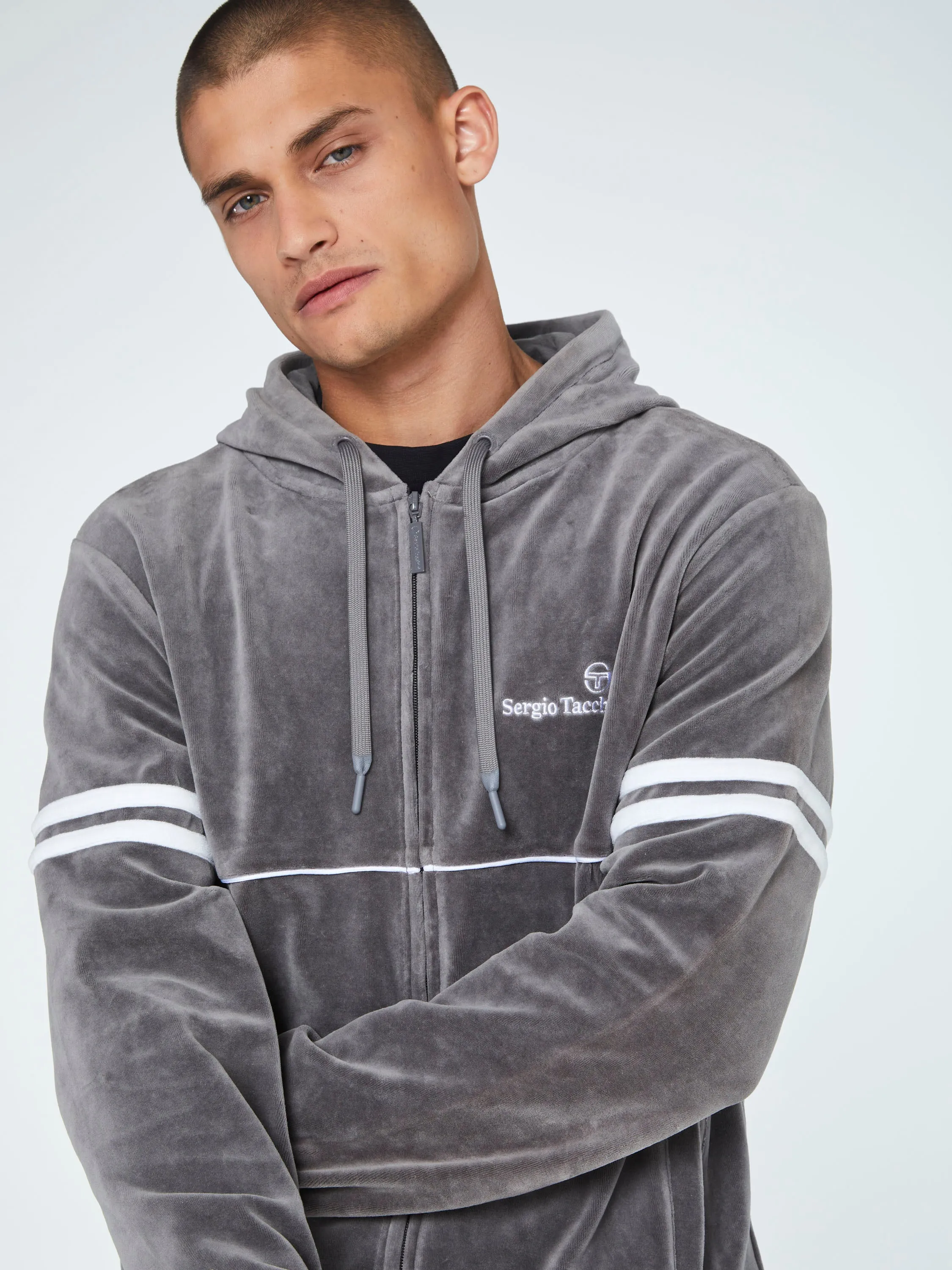 Scopeto Full-Zip Velour Hoodie-Smoke Grey sold by Sergio Tacchini product image thumbnail 4