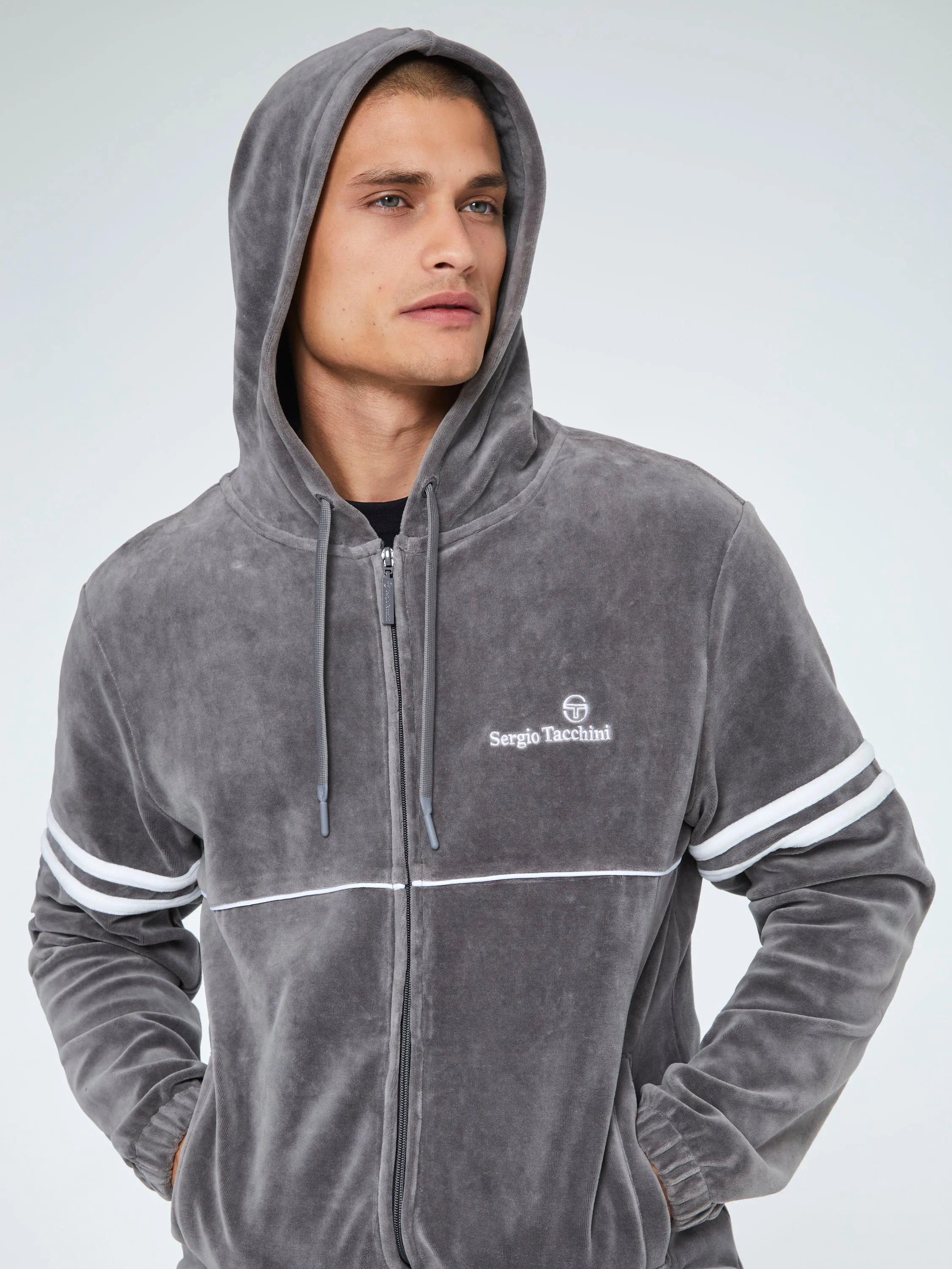 Scopeto Full-Zip Velour Hoodie-Smoke Grey sold by Sergio Tacchini product image thumbnail 2