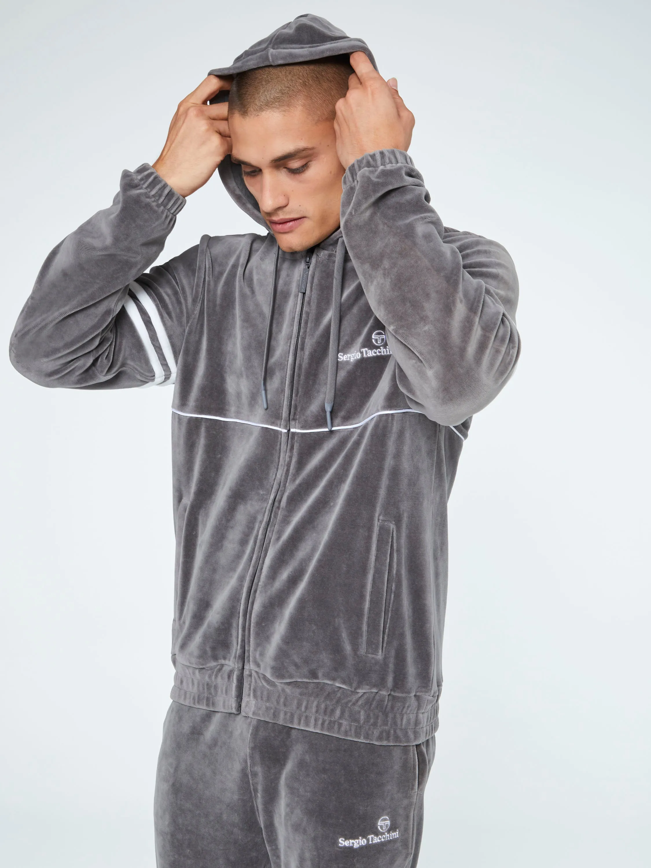 Scopeto Full-Zip Velour Hoodie-Smoke Grey sold by Sergio Tacchini product image thumbnail 5