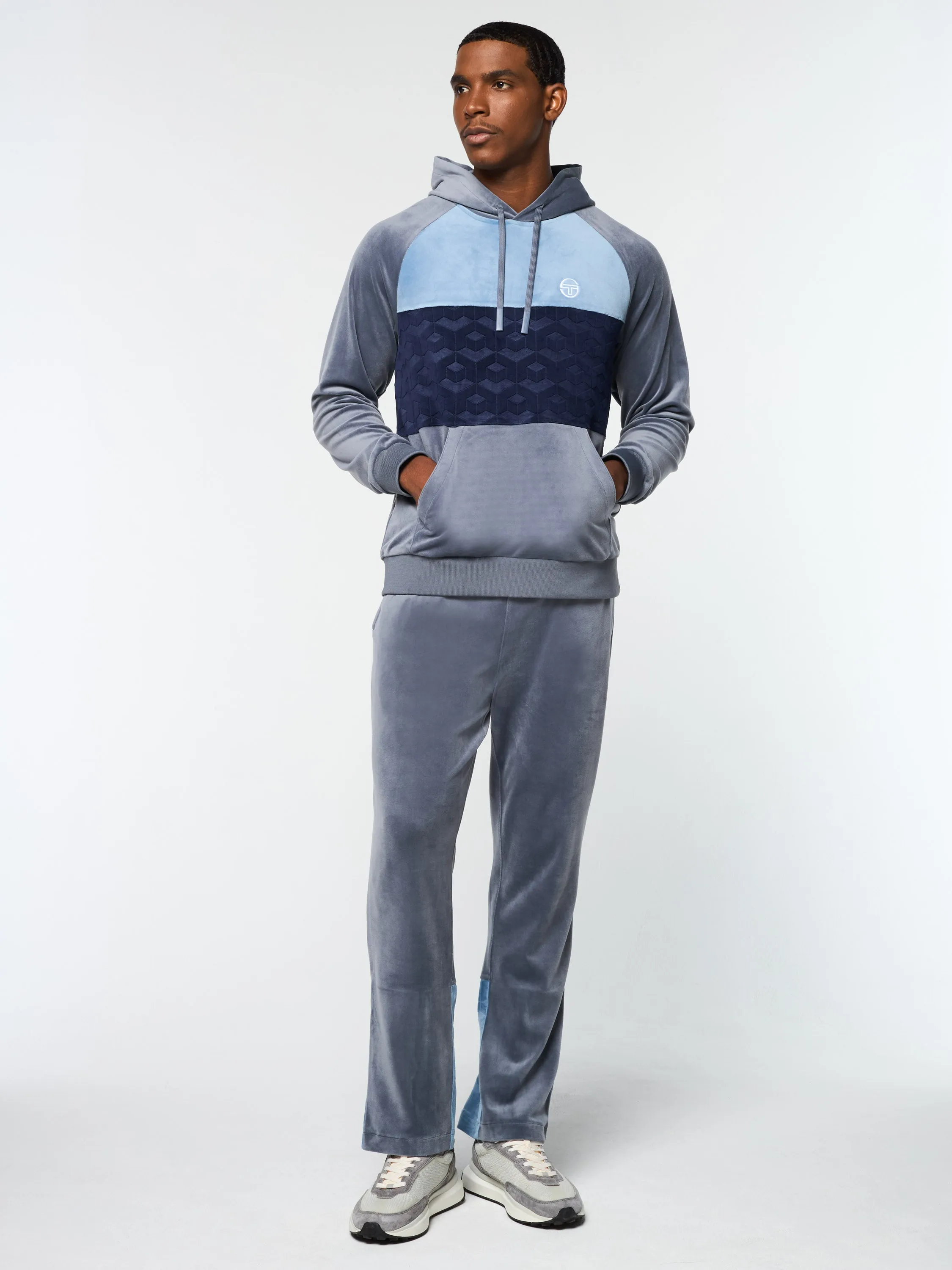 Foggia Velour Debossed Hoodie- Grisaille sold by Sergio Tacchini product image thumbnail 2