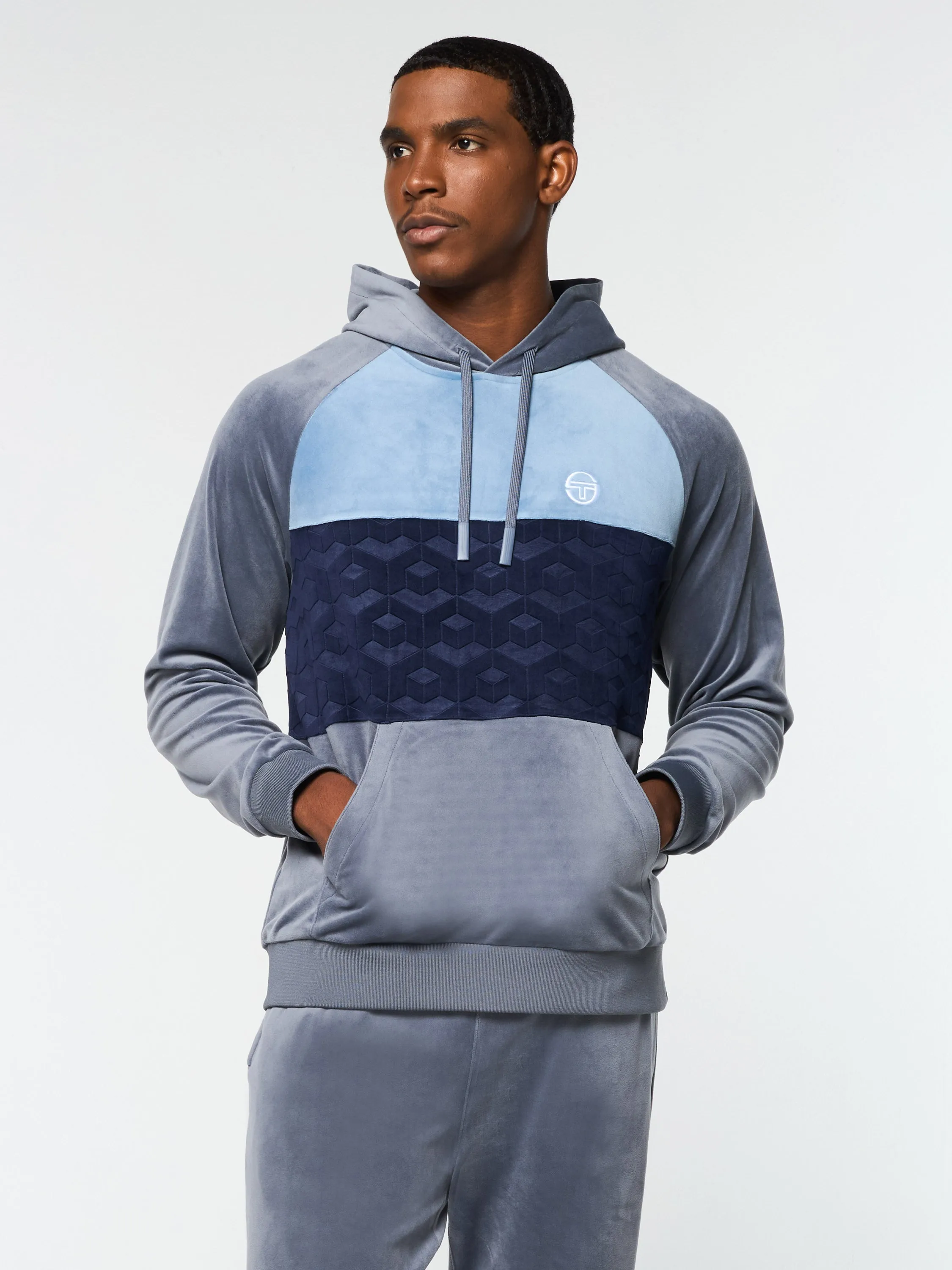 Foggia Velour Debossed Hoodie- Grisaille sold by Sergio Tacchini product image thumbnail 4