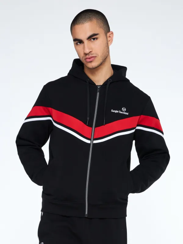 Line Zip-Up Hoodie-Black made by Sergio Tacchini