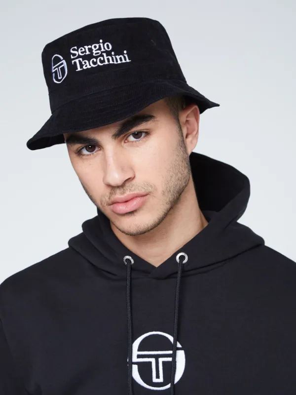 ST Logo Corduroy Bucket Hat-Black sold by Sergio Tacchini