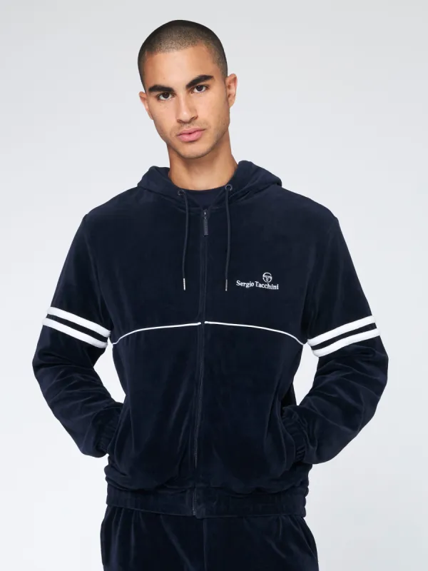 Scopeto Full-Zip Velour Hoodie-Night Sky sold by Sergio Tacchini
