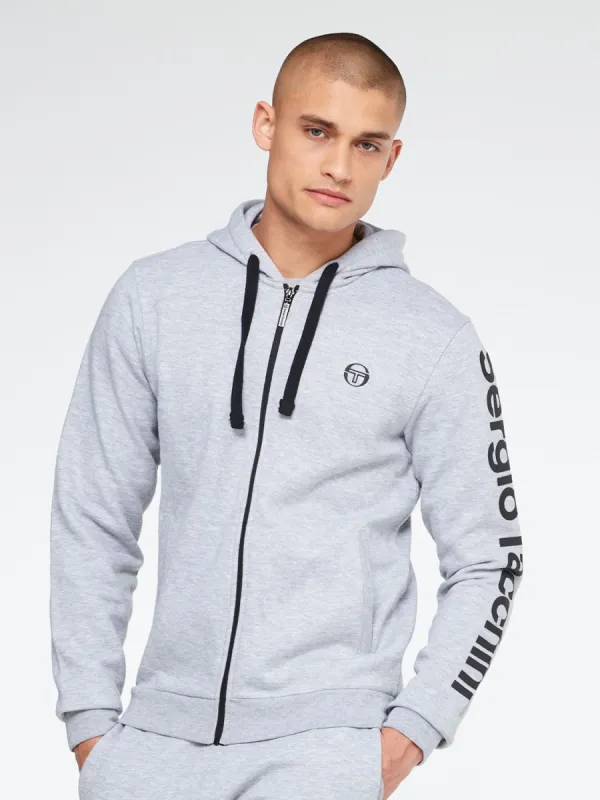 Namar Full-Zip Hoodie- Grey Melange/ Black made by Sergio Tacchini