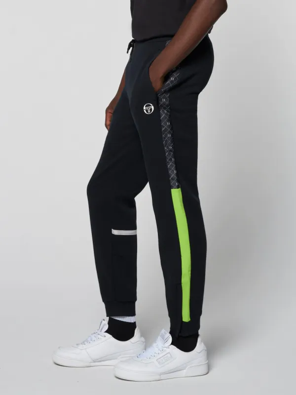 Replica Fleece Sweatpants-Black/Lime Green sold by Sergio Tacchini