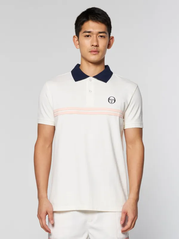 Supermac Polo Archivio- Gardenia/ Maritime Blue sold by Sergio Tacchini