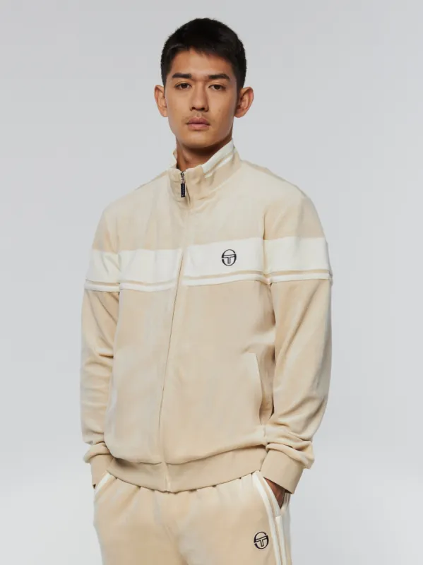 Damarindo Velour Track Jacket- Cement/ Gardenia sold by Sergio Tacchini
