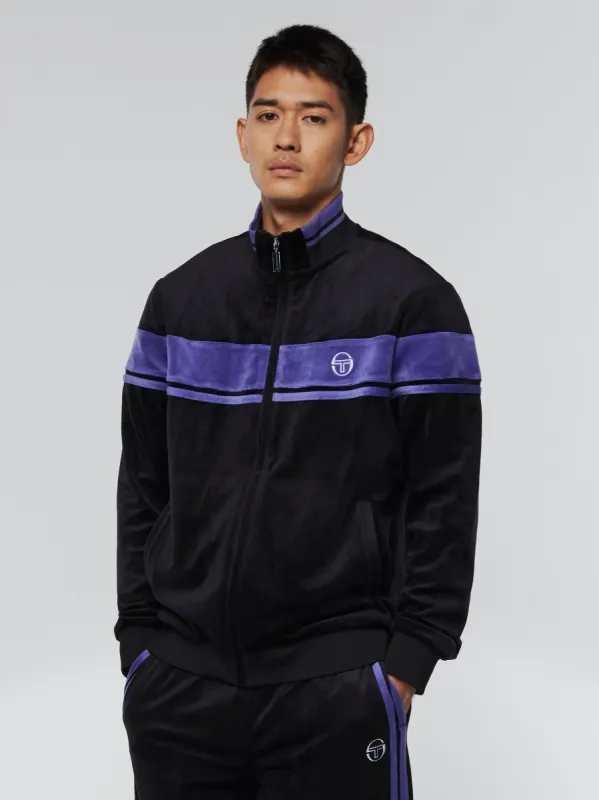 Damarindo Velour Track Jacket- Black/ Liberty sold by Sergio Tacchini
