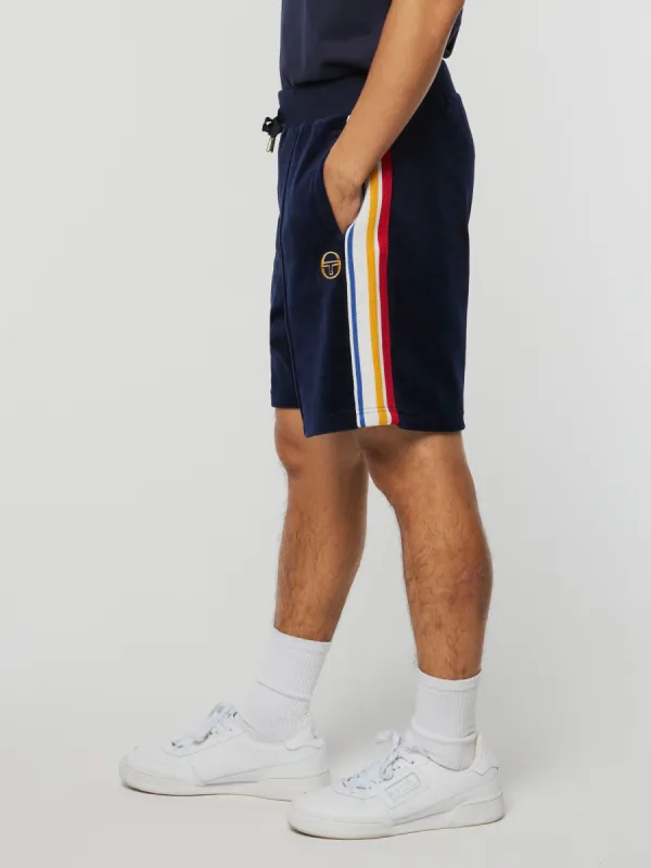 Goran Velour Track Short Archivio- Maritime Blue made by Sergio Tacchini